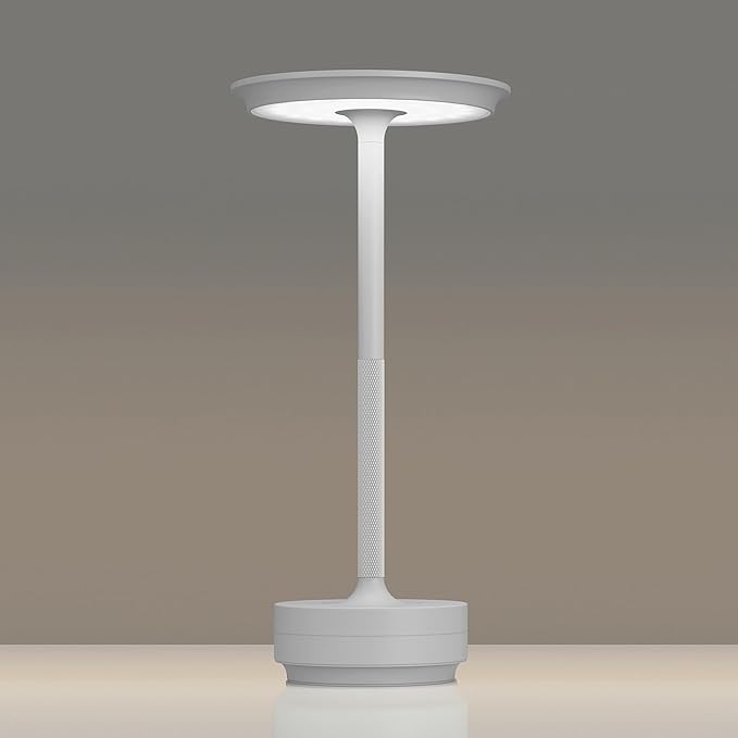 Rechargeable Table Lamps Cordless, Portable 5000mAh Outdoor Table Light, 3 Color Stepless Dimming LED Table Lamp with Memory Function, for Home/Dinner/Patio/Restaurant.(Light Gray)