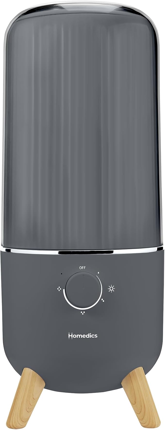 Homedics Ultrasonic Humidifier, Bedrooms and Home Offices, 0.97-Gallon Tank, 45-Hour Runtime, Visible Ultra-Quiet Cool Mist, Aromatherapy, Demineralization Cartridge, Night-Light, Auto-Off, Platinum