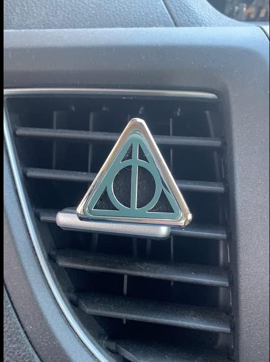 Wild Essentials Potter Hallows Essential Oil Car Vent Diffuser, Stainless Steel Locket Pendant with 8 Color Refill Pads, Customizable Color Changing Air Freshener for Aromatherapy