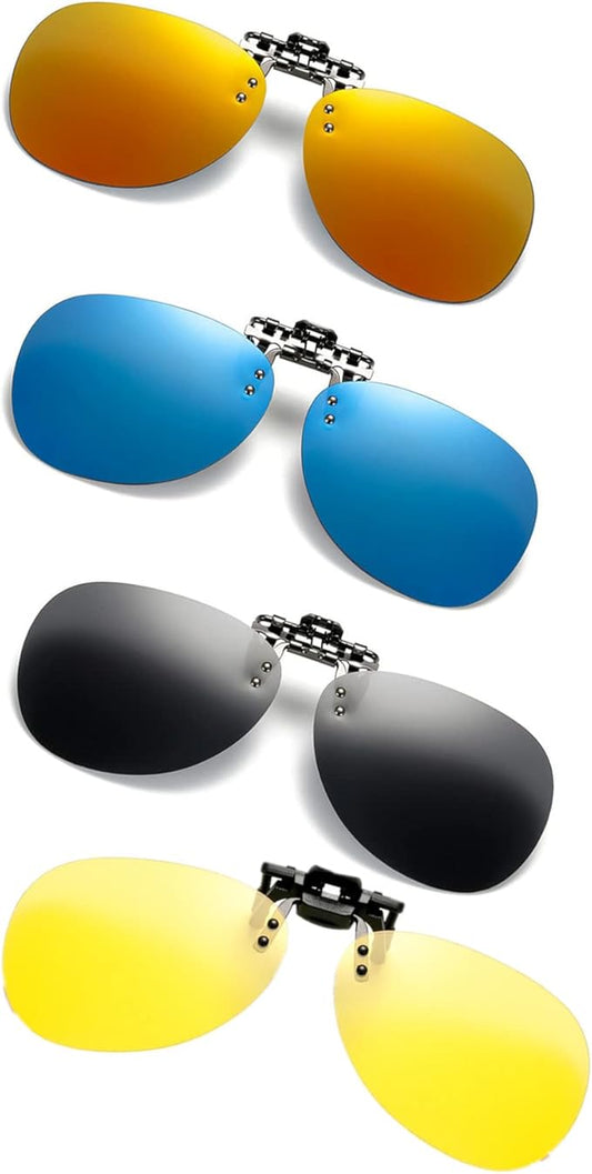 Clip on Flip up Polarized Lens For Prescription Glasses UV Protection Sunglasses (Clear lenses not Polarized)