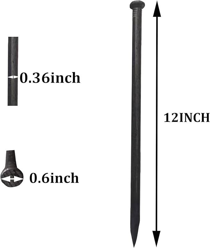 Metal Landscape Stakes,12Inch 25Pcs Landscape Edging Anchoring Spikes for Tent Spikes,Paver Edging,Artificial Turf Stakes,Tent and More (25)