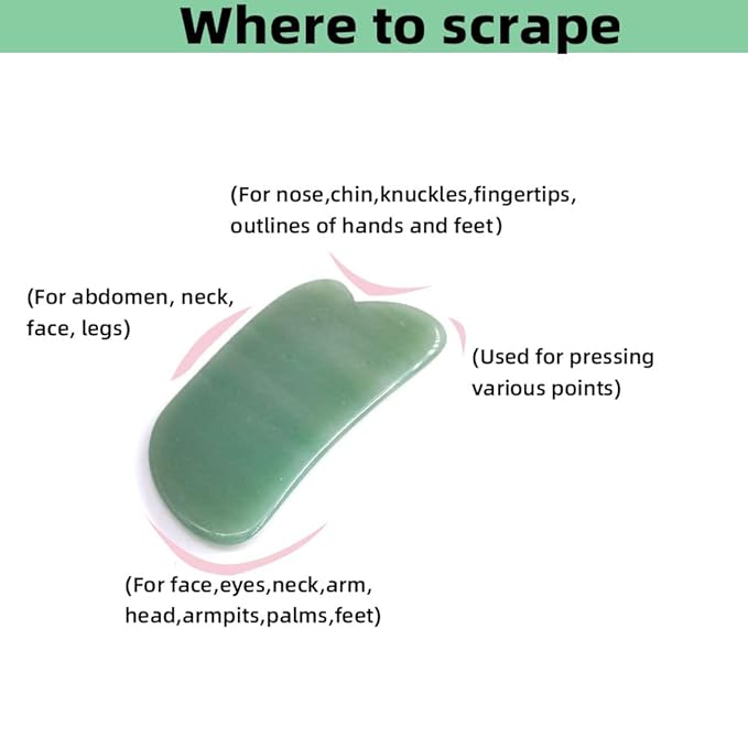 Facial Gua Sha Tool for Chin Massage Tool Natural Jade Stone Gua Sha Board for Face SPA Acupuncture Therapy Trigger Point Treatment