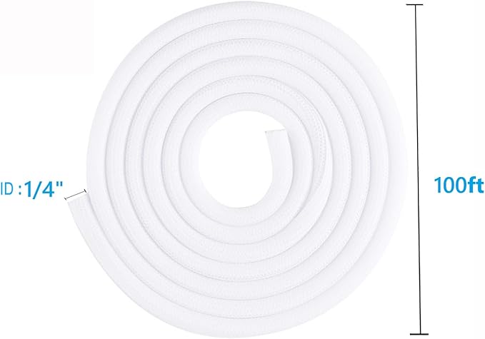 1/4" x100ft Split Sleeve Wire Loom Tubing - Cat-Proof Cord Protector for USB, Power, Audio/Video Cables | Chew-Resistant Sleeving, Easy Install, White