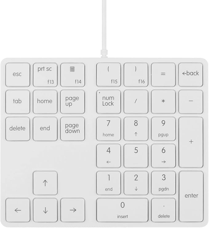 Numeric Keypads Wired Numpad 34 Keys External Mini Slim Keyboard Magic Force for Financial Cashier Securities-White | Laptop Accessories | Num Pad | Number keypad for Laptop | Work Keyboard