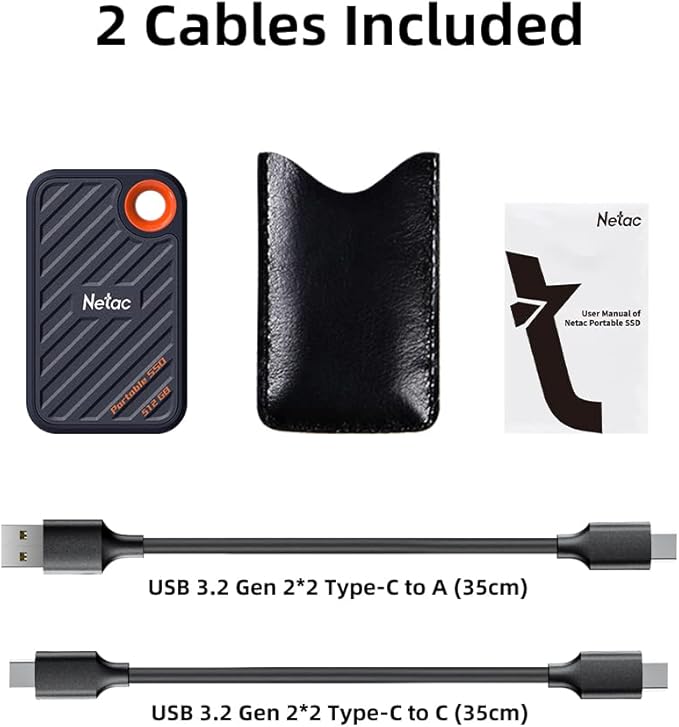 Netac 2TB Extreme Portable NVMe SSD Up to 2000MB/s Read 1700MB/s Write Speed USB 3.2 Gen.2 Business Travel Drive Essential External Solid State Drives Supports Win to Go, ZX20