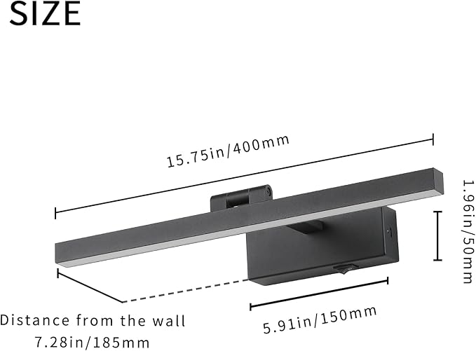 Joosenhouse Picture Light Battery Powered Dimmable Wireless Picture Lights with Timer Remote Rechargeable Painting Light Adjustable Swing Arm Wall Light 15.75" in Black Artwork Gallery Wall Light