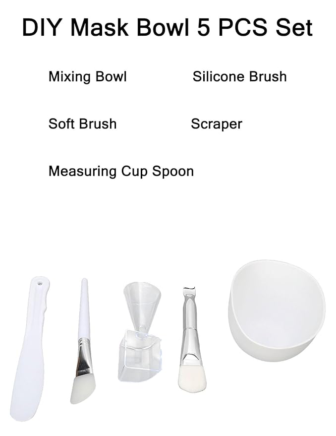 Face Mask Mixing Bowl Set, DIY Silicone Face Mask Applicator Brush and Spatula Set, Face Mask Bowl and Brush Kit for Skincare, Facial Spa, Mask Making at Home or Travel