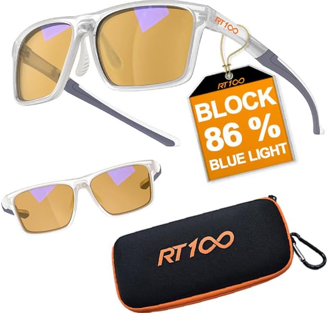 HD Premium Gaming and Computer Screen Yellow Tint Glasses Blue Light Blocking 86% Reduce Glare Anti Eyestrain