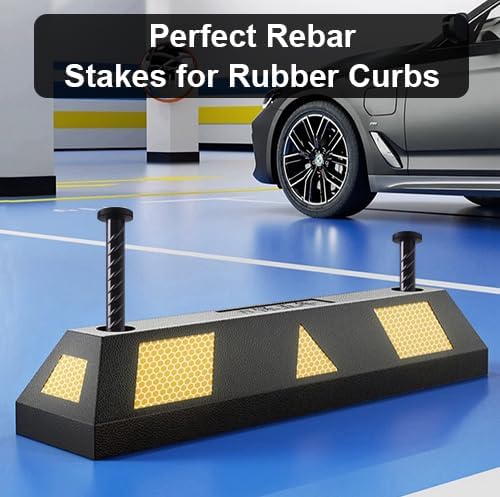 20 Pack Rebar Stakes 16 Inch Steel Ground Anchors 1/2 Inch Diameter Metal Landscape Stakes Heavy Duty Landscaping Edging Anchoring Spikes for Speed Bump, Paver Curb, Tent, Artificial Grass and Timber