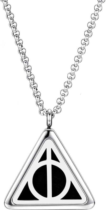 Wild Essentials Potter Hallows Necklace Aromatherapy Diffuser Pendant, 24" Stainless Steel Chain, 8 Color Refill Pads