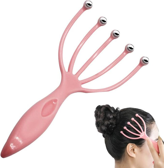 Angzhili Head Massager,Protable Hand Held SPA Scalp Massager for Stress Relax,Gentle Massage Comb Massager,Comfortable Handheld Claw Scalp Massager (Pink)