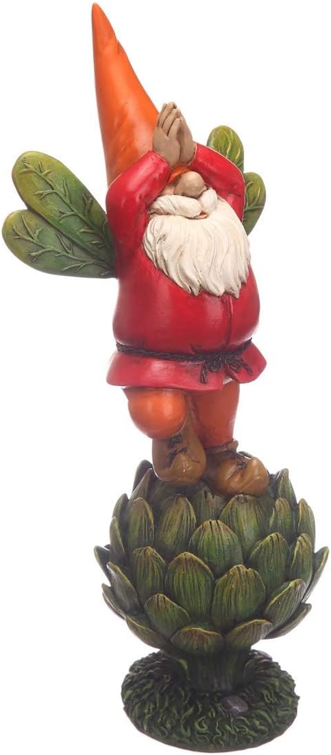 Topadorn Vegetable Garden Gnome Statue Decoration Outdoor Gnome Hand-Painted Statuary,Green Plant