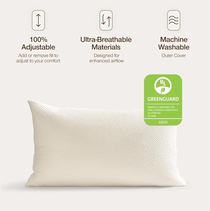 Coop Home Goods Adjustable Latex Pillow King, with Talalay Latex & Microfiber Fill, Best Pillows for Sleeping, Naturally Cooling, Eco-Friendly, Medium Firm Pillow for Back, Stomach or Side Sleepers