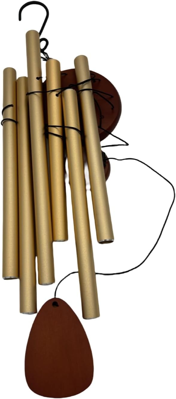Deep Tone Wind Chimes for Outdoor – 6 Heavy Tubes in Gold (37 Inch), Perfect Garden Hanging Décor or Memorial Sympathy Gift. Sizes 26IN to 37IN Available.