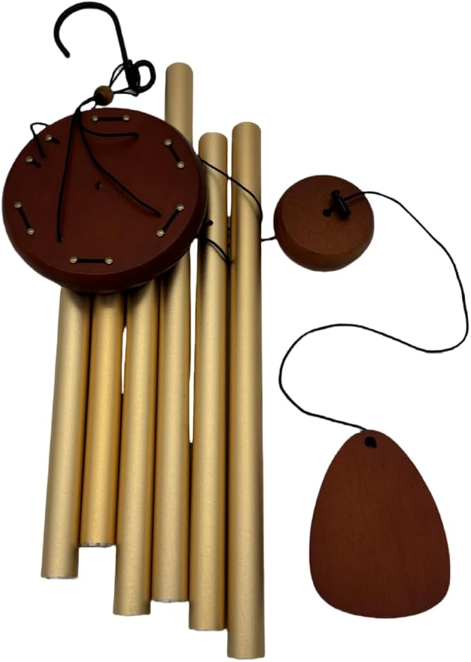 Deep Tone Wind Chimes for Outdoor – 6 Heavy Tubes in Gold (37 Inch), Perfect Garden Hanging Décor or Memorial Sympathy Gift. Sizes 26IN to 37IN Available.
