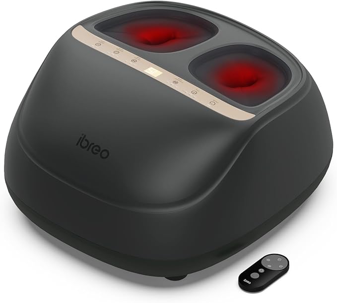 Foot Massager with 2 Level Heat, 3 Level Air Compression & Vibration, Deep Kneading Shiatsu, Remote Control & Timer for Pain Relief, Neuropathy, Plantar Fasciitis, Comfort for Long Stand & Fitness