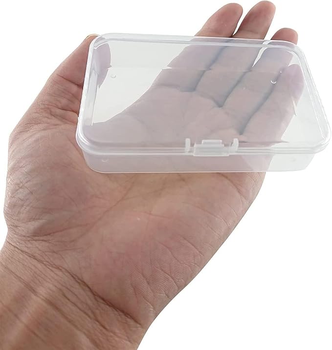 48 Pcs Mini Plastic Storage Containers Box with Lid, 3.5x2.4 Inches Clear Rectangle Box for Collecting Small Items, Beads, Game Pieces, Business Cards, Crafts Accessories