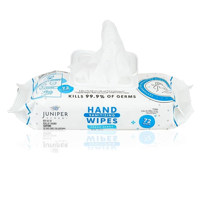 1 Pack Hand Sanitizing Wipes, Alcohol Free 72 Count Disposable Hand Sanitizer Wipes, Fresh Scent, Lint Free & Durable