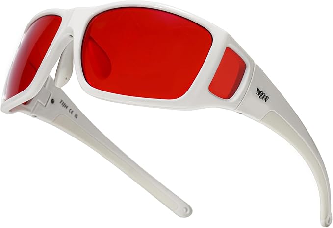 TIJN Sonia Sleep Glasses for Blue & Green Light Blocking,Red Lens with Dual AR Coating,Wraparound Frame for Gaming Screen