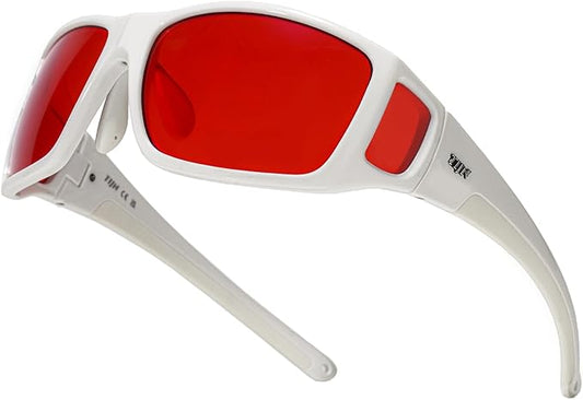 TIJN Sonia Sleep Glasses for Blue & Green Light Blocking,Red Lens with Dual AR Coating,Wraparound Frame for Gaming Screen