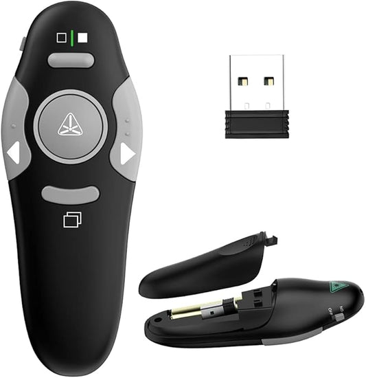 QUI Presentation Clicker Wireless Presenter Remote Clicker for PowerPoint Presentations, Wireless USB Presenter Slide Advancer for Mac, Keynote, Computer, Laptop