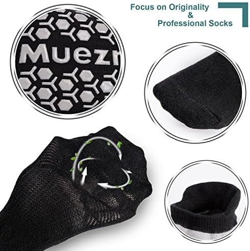 Muezna Men's Non-Slip Yoga Socks, Anti-Skid Pilates, Barre, Bikram Fitness Hospital Slipper Socks with Grips