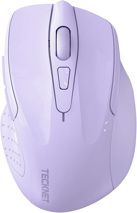TECKNET Wireless Mouse (2.4G & BT5.0/3.0) Silent 4800 DPI Computer USB A & Bluetooth Mouse 6 Buttons, Wide Compatibility - Lavender