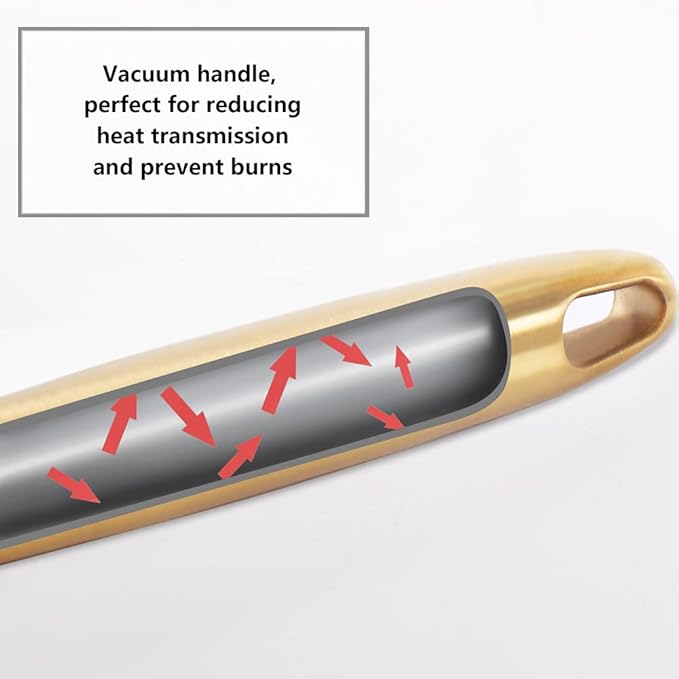 Newness Soup Ladle, [Rustproof, Heat Resistance, Integral Forming] Durable 304 Stainless Steel Soup Spoon with Vacuum Ergonomic Round Handle, Cooking Spoon for Kitchen, 13.7 Inches, Gold