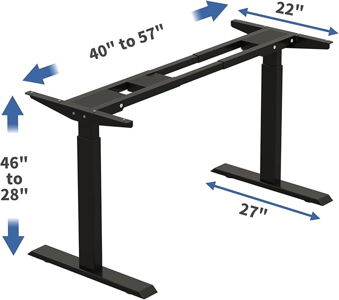 Bilbil Dual Motor Standing Desk Frame, Electric Adjustable Stand Up Base for Home and Office, Legs for 48'' to 70'' Tops (Black Frame Only)