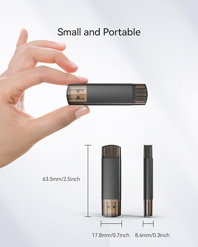 512GB USB C Flash Drive Dual USB 3.0 Flash Drive Type C + USB A Portable Type-C Flash Drive 2-in-1 USB-C Thumb Drive for Smartphone Tablet Computer Mac iPhone 16 Black