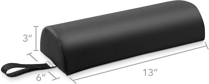 Saloniture Half Round Neck Massage Table Bolster Pillow Pad - 13 x 6 x 3 Inch - Black