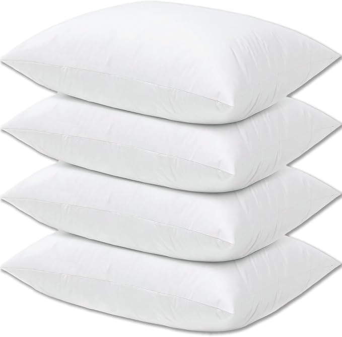 Hotel Collection Bed Pillows Standard Size Set of 4 Back Sleeper Pillow for Adults Stomach Kids Side Sleeping Medium Soft Plush Fluffy White 20x26 inches