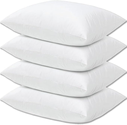 Hotel Collection Bed Pillows Queen Size Set of 4 Back Sleeper Pillow for Adults Stomach Kids Side Sleeping Medium Soft Plush Fluffy White 20x30 inches