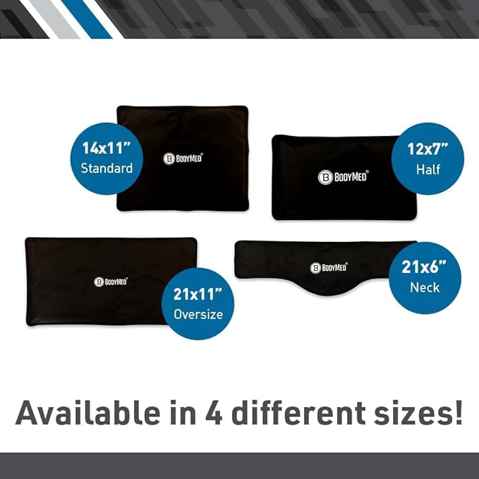 BodyMed Reusable Gel Ice Pack Cold Compress (2-Pack) for Neck - Professional Grade Cold Therapy for Injuries, Aches, Swelling, Bruises, Sprains - 21 in. x 6 in. (Neck Contour)