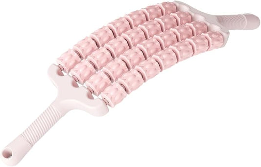 Massage Roller Sticks Handheld Ergonomic Grip Multipurpose Massage Tool Muscle Relaxation for Workout Home Use, Pink