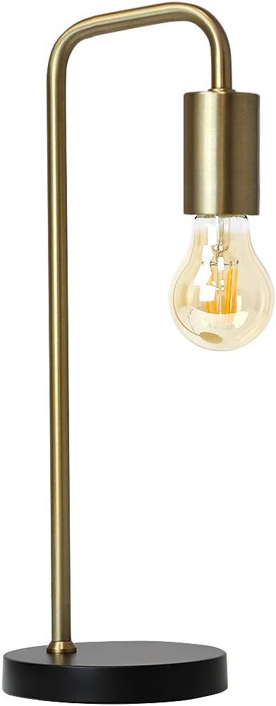 O’Bright Industrial Desk Lamp, 100% Metal Lamp, UL Certified Ceramic E26 Socket, Minimalist Design for Home Decoration, Table Lamp for Bedroom/Office/Dorm, ETL Listed, Gold-Black