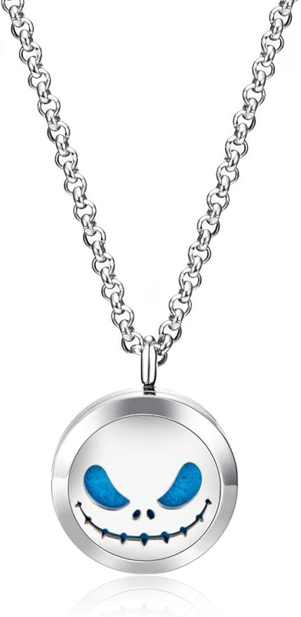 Jack Skullington Stainless Steel Aromatherpay Diffuser (Necklace w/ 4 oils)