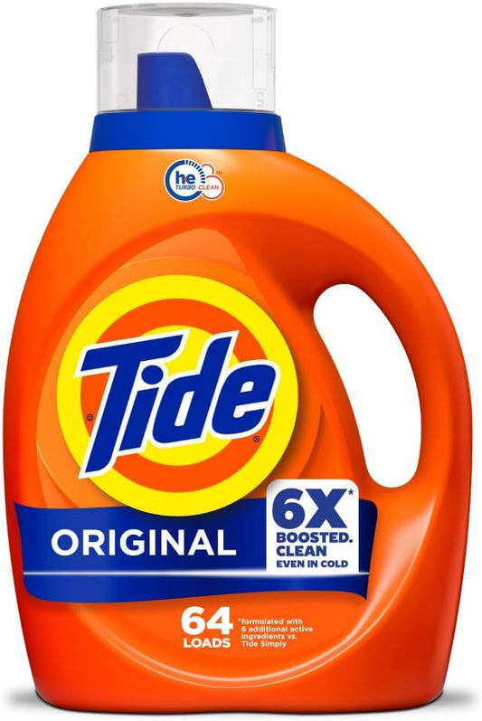 Tide Liquid Laundry Detergent, Original, 64 loads, 80 fl oz, HE Compatible (Packaging May Vary)