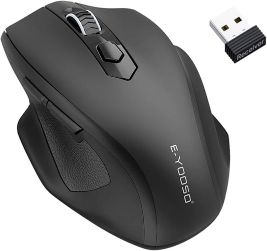 E-YOOSO Wireless Mouse for Laptop, 2.4GHz Computer Mouse 5 Adjustable DPI Office Cordless Mice with USBA Receiver, 6 Buttons, 4000 DPI, Medium to Large Sized Hands Compatible with PC, Laptop, Desktop