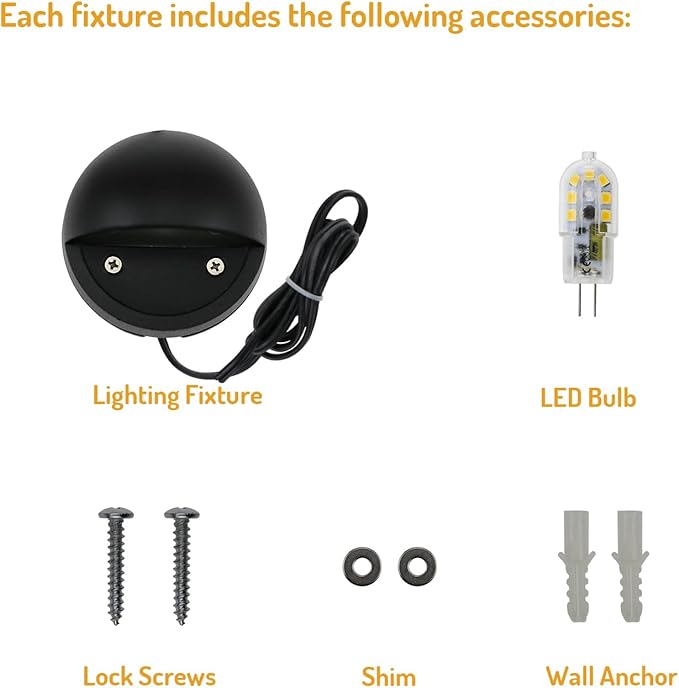 Lumina Lighting® 2W Landscape Deck Lights (12 Pack) | Low Voltage Landscape Deck Lights Waterproof - Outdoor Patio Step Deck Lighting 12V 3000K Replaceable G4 LED Bulb Included DSL0103-BKLED12 (Black)