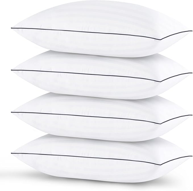GOHOME Pillows Standard Size Set of 4 - Bed Pillows for Sleeping 4 Pack, Cooling Supportive Hotel Pillows with Premium Soft Down Alternative Fill for Side Stomach and Back Sleepers