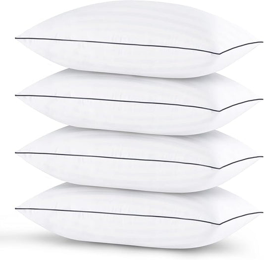 GOHOME Pillows Standard Size Set of 4 - Bed Pillows for Sleeping 4 Pack, Cooling Supportive Hotel Pillows with Premium Soft Down Alternative Fill for Side Stomach and Back Sleepers