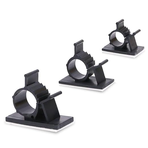 100Pcs 3 Sizes Adjustable Multipurpose Self-Adhesive Cable Clips Wire Clamps Cord Holders Cable Organizers for Cord Management