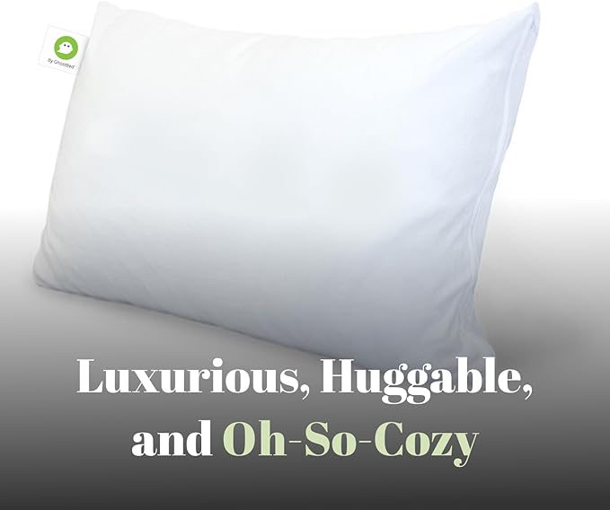 GhostBed Faux Down Pillow - Down Alternative with Breathable, Cool Microfiber Gel - Standard Size