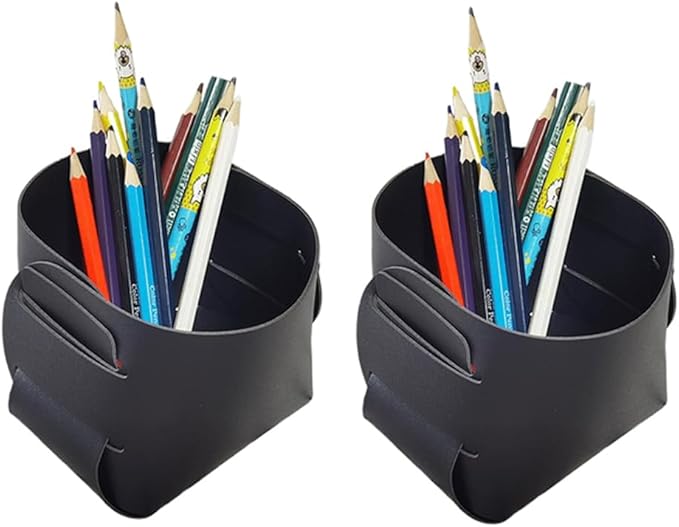 Pen Holder for Desk Pencil Organizer Cute Cup Holders Aesthetic (Black 2 Pack, 3.94"x 3.94"x 3.94")