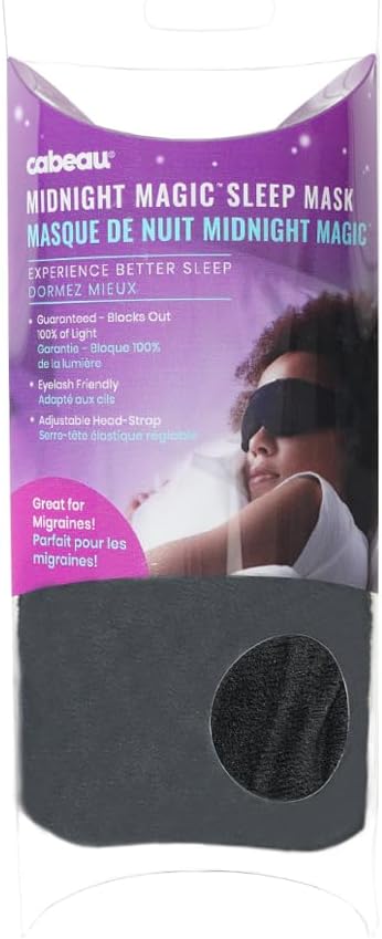 Cabeau Midnight Magic Sleep Mask – Adjust Padded Nose Strip to Block or Blackout Light - for Home and Travel - Soft Plush Fabric – Eye Liners Keep Fabric Away from Eyelids - Memory Foam Earplugs