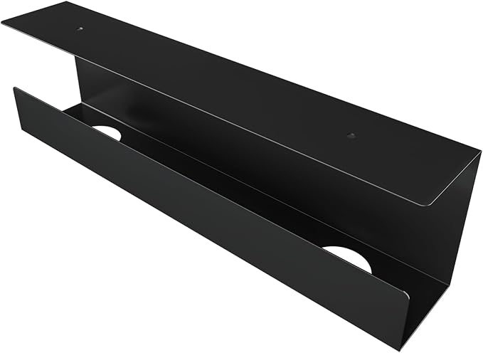 Cable Management Under Desk,17 inch Cable Management Tray,Power Strip Holder,Cord Organizer,Wire Management for Office and Home, Black
