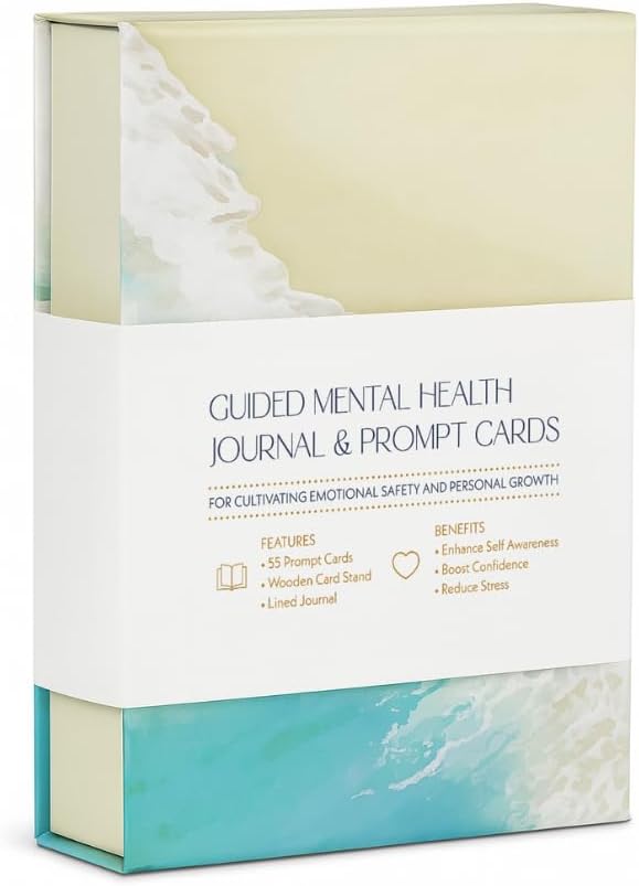 Mental Health Journal Set for Anxiety Relief, Stress Relief & Self-Care: Affirmation & Prompt Cards for Mindfulness, Personal Growth & Emotional Wellbeing