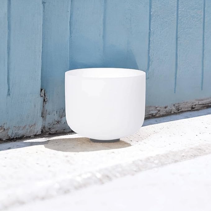 8 inch White C Note Root Chakra Quartz Crystal Singing Bowl, for Healing Mindfulness Meditation Yoga Sound Baths, with Rubber Mallet O-ring