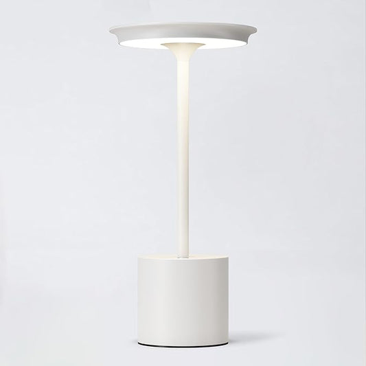 Cordless Table Lamp, Portable Rechargeable 6000mAh Outdoor Table Lamp, 3 Color Stepless Dimming Battery Powered Lamp, LED Table Light for Dinner/Bedroom/Restaurant/Outdoor (White)